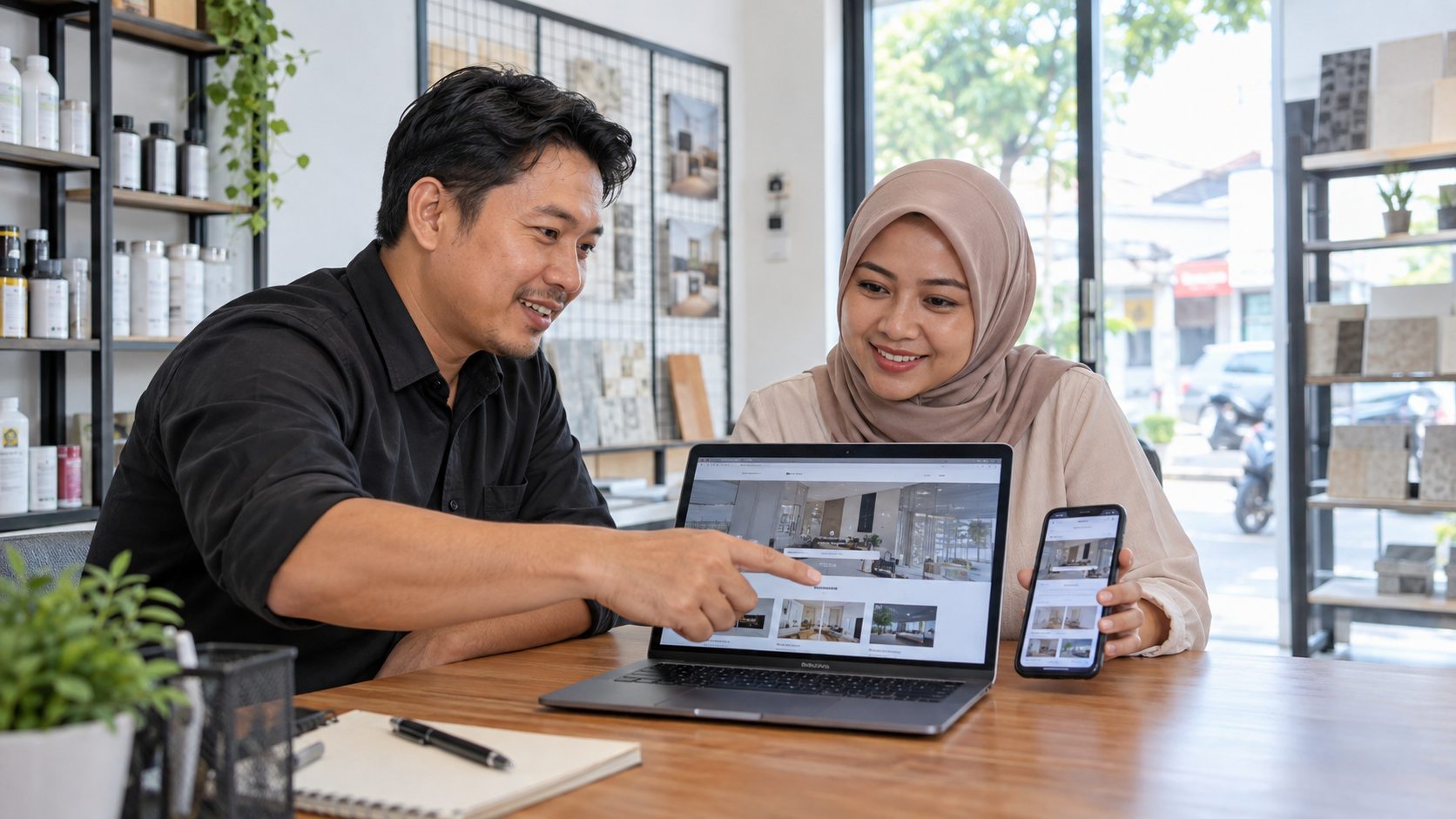 Pemilik jasa memeriksa website murah Bekasi di laptop dan ponsel