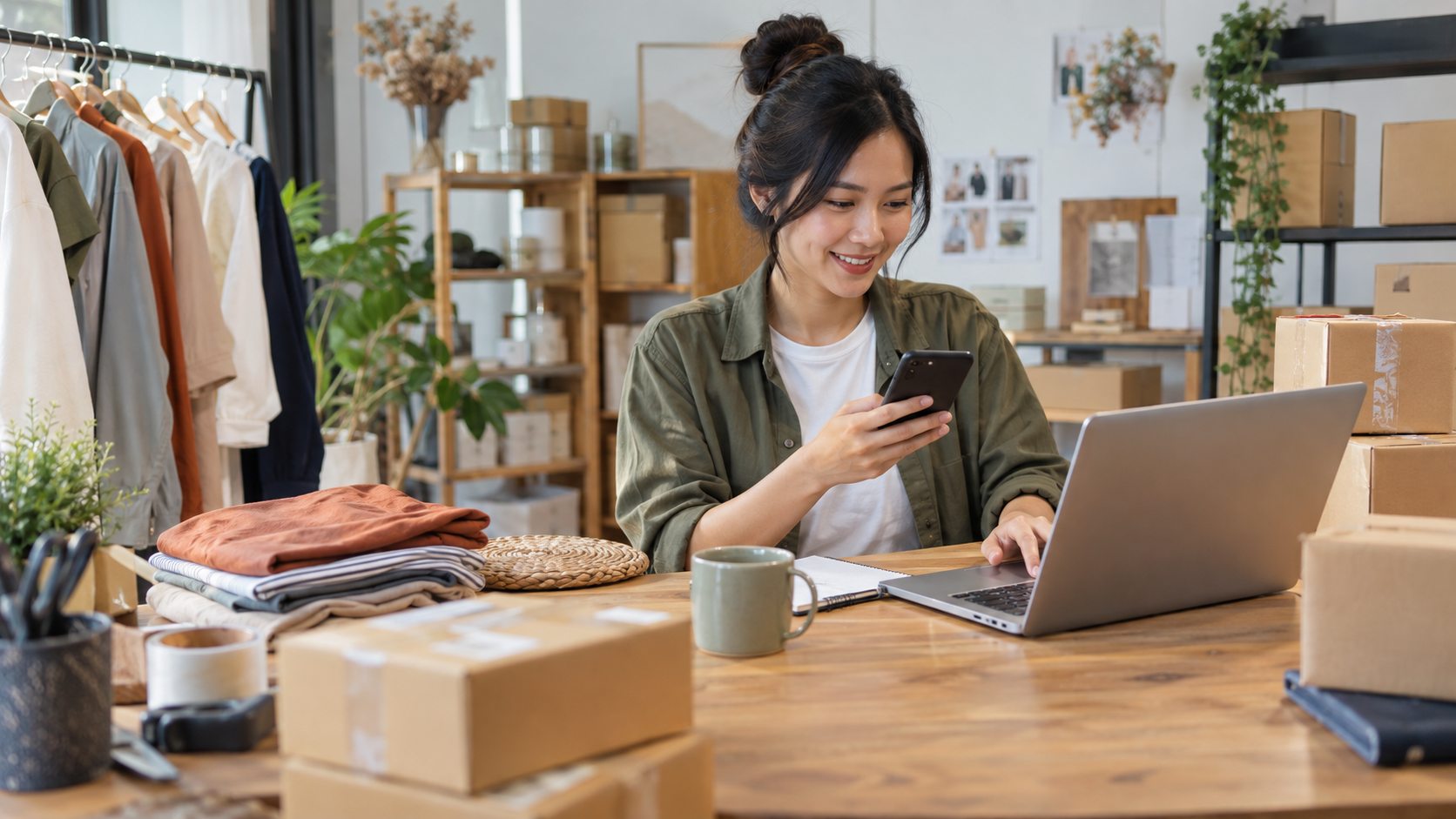 Pemilik toko mengelola website toko online murah